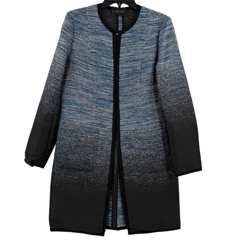 Carlisle Collection Tweed Topper Jacket Open Front Blue Black Career Size 4‎